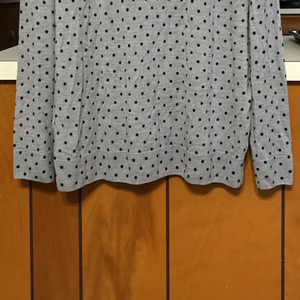 Talbots Merino Wool Polka Dot Cardigan Sweater Gray XLP Buttons Teacher
V - Picture 10 of 13